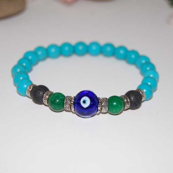Evil Eye Bracelet,Gemstone Bracelet,Handmade Stone Beads Bracelet - Picture 2 of 3